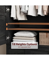 homfan Spacious Modern Wooden Wardrobe, 71"/72" Tall Freestanding Cabinet with 2-4 Doors, 2 Drawers, Adjustable Shelves, Hanging Rod, Organizer