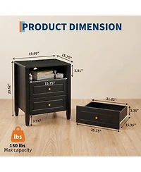 gaomon Modern 2-Drawer Nightstand with Charging Station and Open Shelf-a Compact for the Bedroom or Living Room