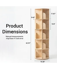 Streamdale Furniture 5-Tier Rotating Wooden Bookshelf, 360 Spinning Floor Standing Display Shelf