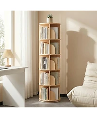 Streamdale Furniture 5-Tier Rotating Wooden Bookshelf, 360 Spinning Floor Standing Display Shelf