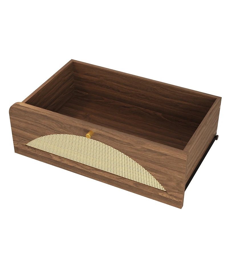 Streamdale Furniture 8-Drawer Walnut Dresser with Rattan Front