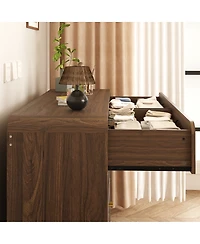 Streamdale Furniture 8-Drawer Walnut Dresser with Rattan Front