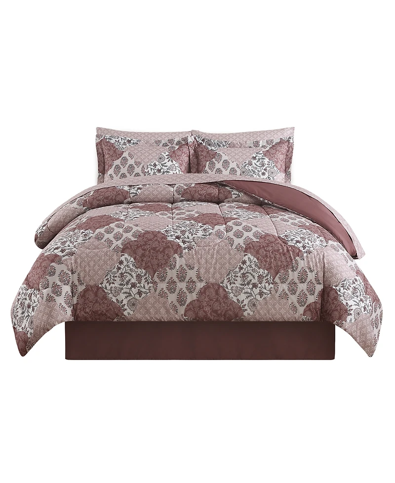 Kayla Patchwork 8-Piece Reversible Printed Microfiber Comforter Sets