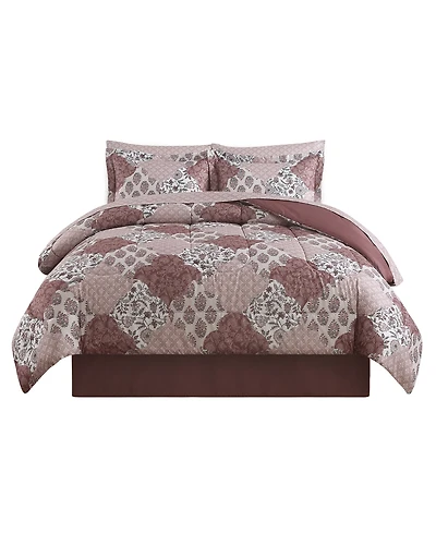 Kayla Patchwork 8-Piece Reversible Printed Microfiber Comforter Sets
