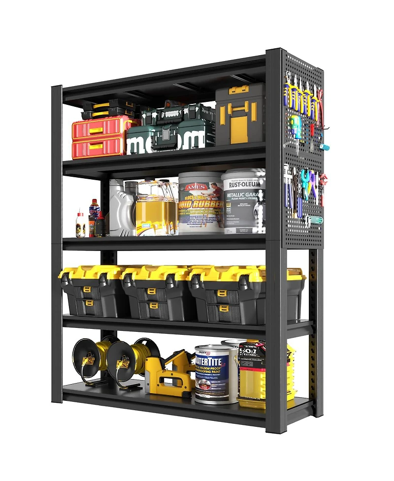 Streamdale Furniture 78"H 5-Tier Heavy-Duty Adjustable Storage Shelving Unit with Pegboard