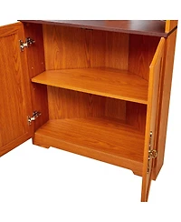 Streamdale Furniture 70.86" Tall 5-Tier Corner Storage Cabinet with Glass Doors and Mirrored Back