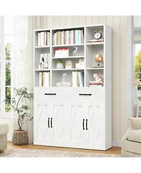 Streamdale Furniture 71" Tall Industrial Storage Bookcase with Doors, Drawers and Adjustable Shelves