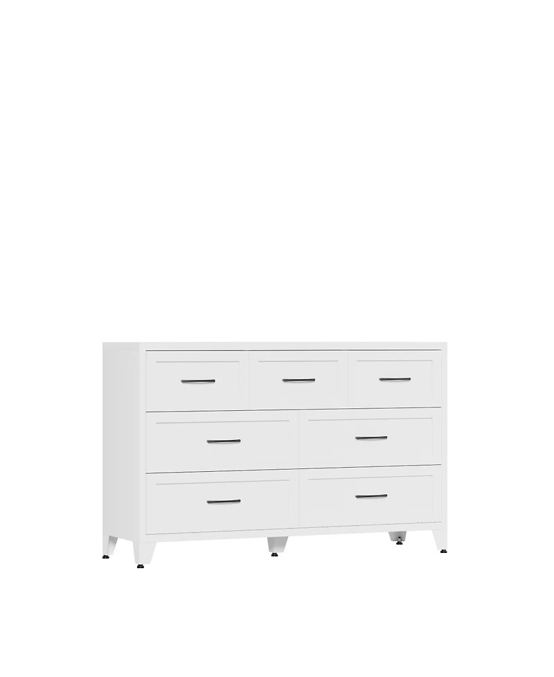 Streamdale Furniture 7-Drawer Wide Metal Storage Dresser for Bedroom and Living Room