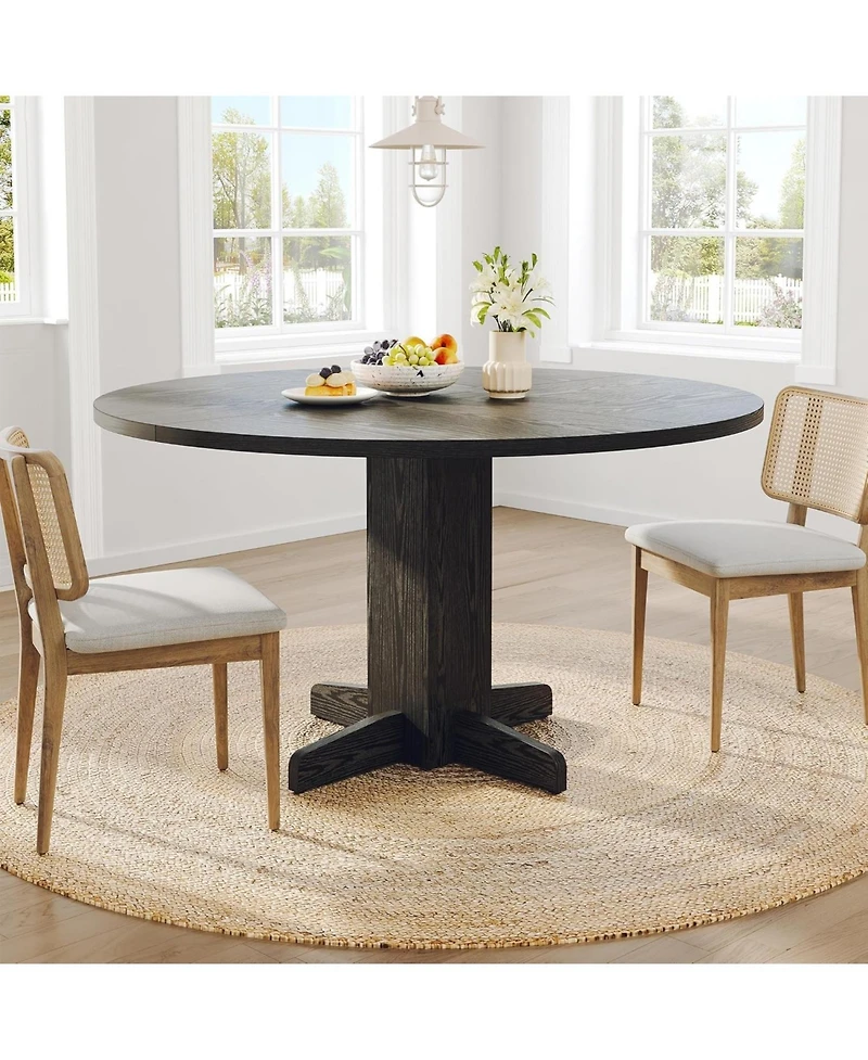 gaomon Round Dining Table for 4-6, Farmhouse Style with Pedestal Base for Living or Dining Room