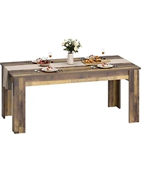gaomon 71" Rustic Farmhouse Dining Table for 6-8, Thick Wood Top and Triangular Legs