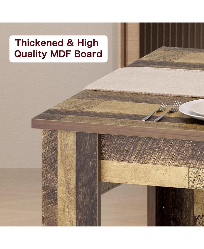 gaomon 71" Rustic Farmhouse Dining Table for 6-8, Thick Wood Top and Triangular Legs