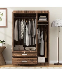 Streamdale Furniture 3-Door Storage Armoire with 2 Drawers and 2 Hanging Rods