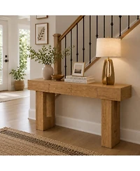gaomon Mdf Faux Wood Console Table with Drawer - Hallway Decor, Storage Drawer, Decorative Console, Compact Table, and Modern Look.