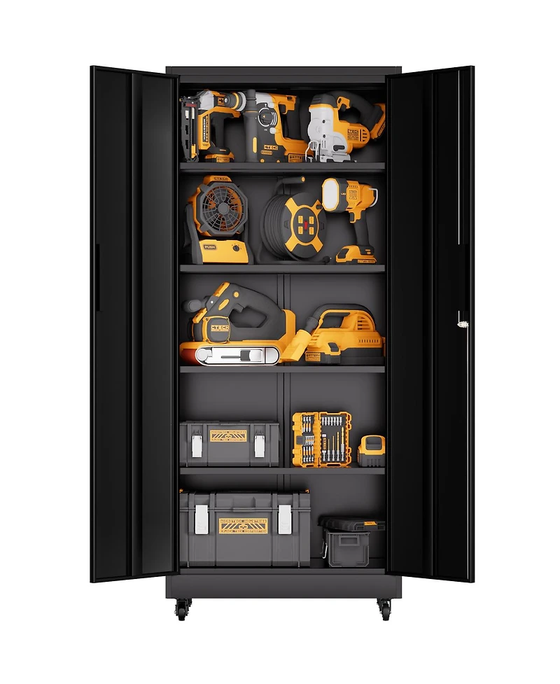 Streamdale Furniture 71" Heavy Duty Rolling Metal Garage Storage Cabinet with 4 Adjustable Shelves