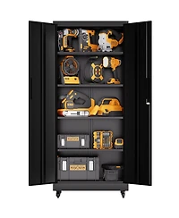 Streamdale Furniture 71" Heavy Duty Rolling Metal Garage Storage Cabinet with 4 Adjustable Shelves