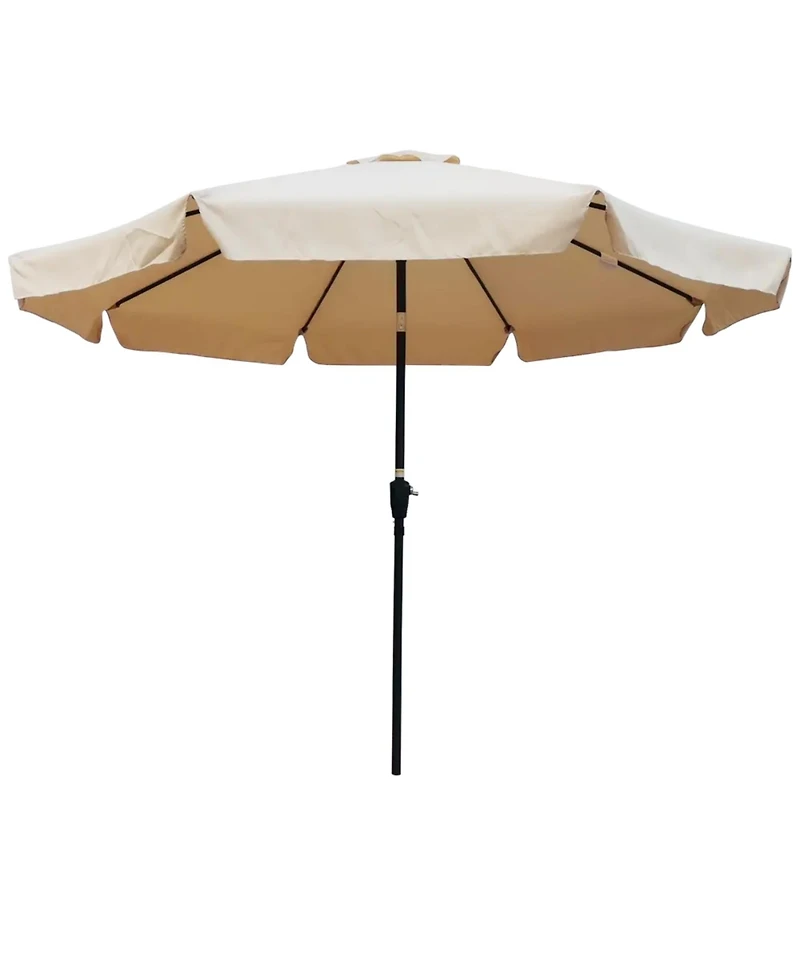 Yiortwo 10 Feet Patio Umbrella With Crank Lift And Push Button Tilt For Outdoor Dining