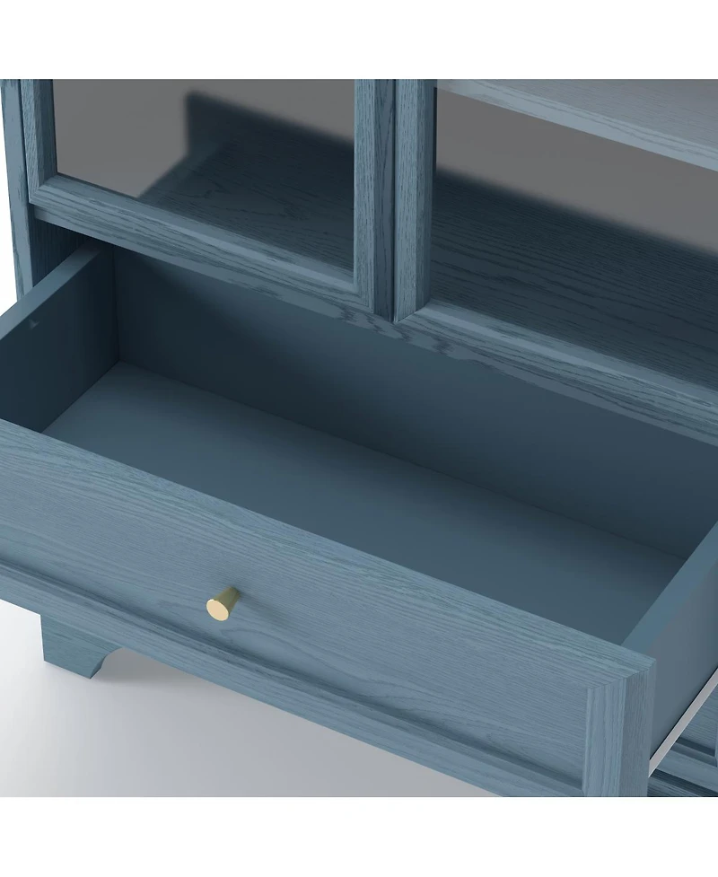 Streamdale Furniture 52.17"H Glass Door Display Cabinet with 2 Drawers and Adjustable Shelf