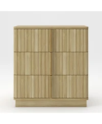 Streamdale Furniture 25.39" Vertical Stripe Vintage 3-Drawer Nightstand Retro Cabinet