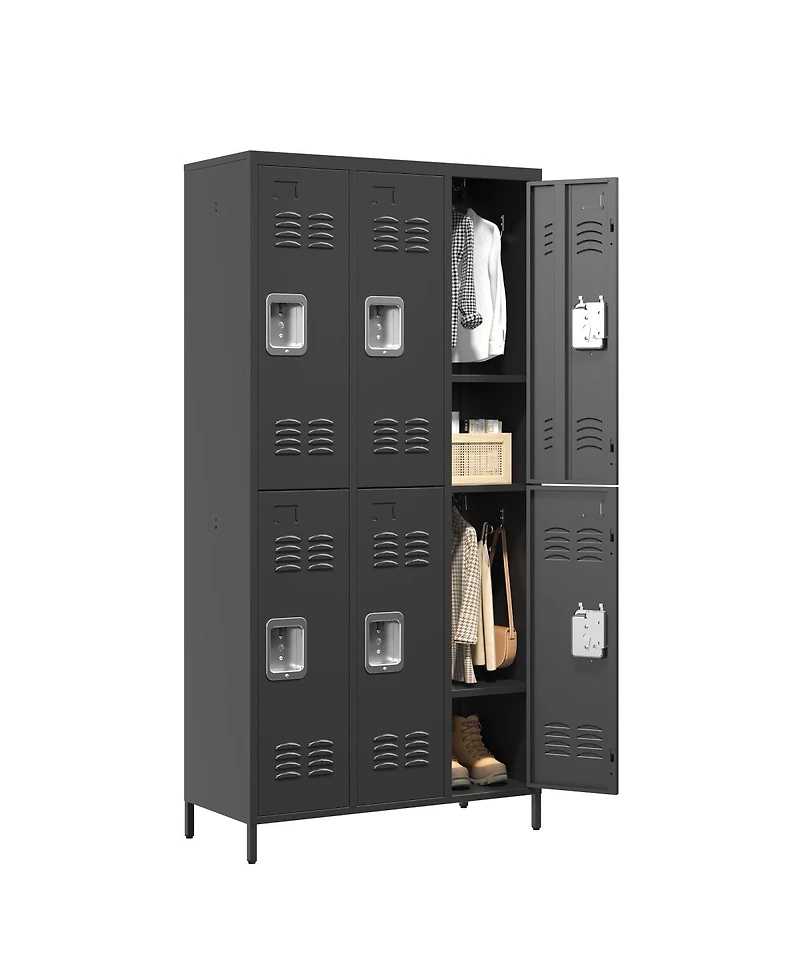Streamdale Furniture 6-Door 72"H Metal Storage Locker for Office, Gym, and Home