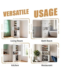Streamdale Furniture 72" Steel Kitchen Pantry Cabinet with Countertop and Adjustable Shelves