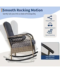 gaomon 2 Pieec Outdoor Wicker Rocking Chair, Weather Resistant Wicker for Porch, Backyard, Garden and Patio
