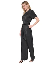Dkny Women's Collared Short-Sleeve Button-Front Jumpsuit