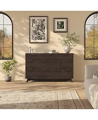 homfan Fluted 7 Drawer Dresser with Curved Profile and Metal Handles for Bedroom, Living Room, Entryway, Closet