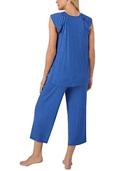 Ellen Tracy Women's Scoop Neck Top & Cropped Pajama Pants, 2-Piece Set