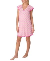 Ellen Tracy Women's Short Flutter-Sleeve Floral Jersey Chemise