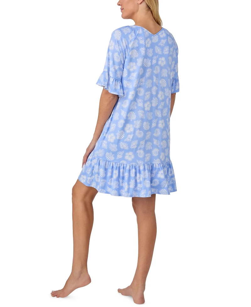 Ellen Tracy Women's Short-Sleeve V-Neck Pull-On Sleep Tunic