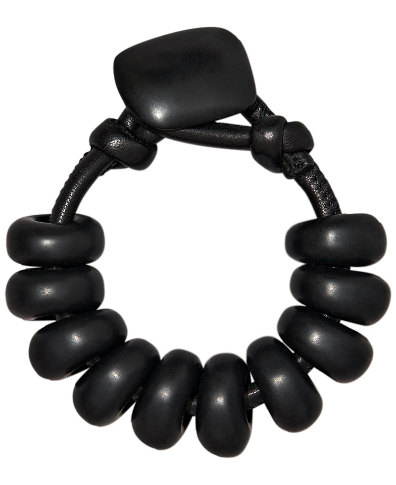 Donna Karan New York Black-Tone Matte Beaded Resin Flex Bracelet