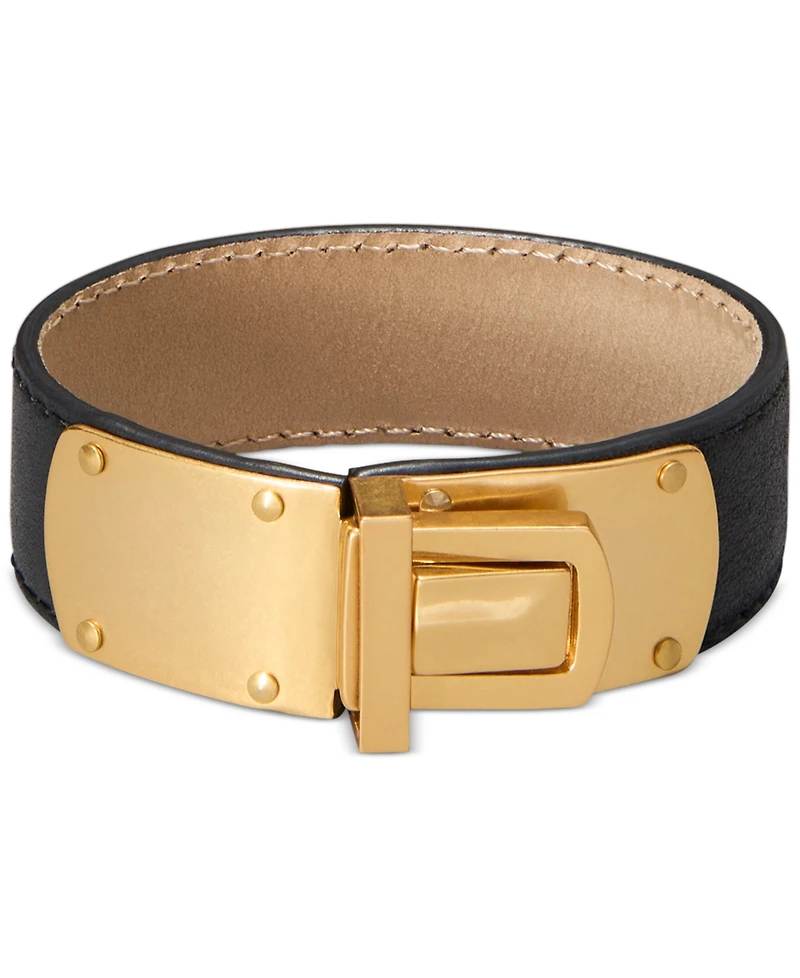 Donna Karan New York Gold-Plated Flex Leather Bracelet