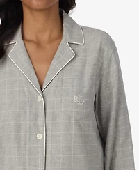 Lauren Ralph Women's Notch Collar Boxer Pajama Set