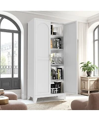Flynama Tall Metal Storage Cabinet with Adjustable Shelves for Kitchen Bedroom Office
