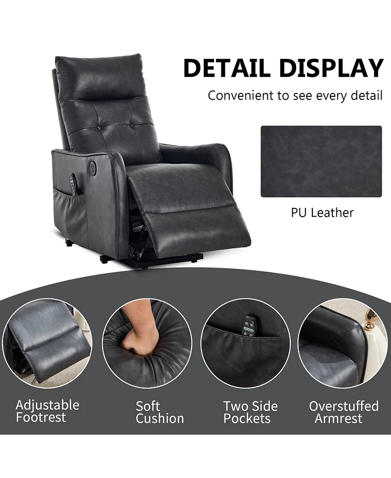 Clihome Power Lift Recliner Chair with Massage and Heat, 155degree(s) Reclining Chair with Usb Port, Pu Leather