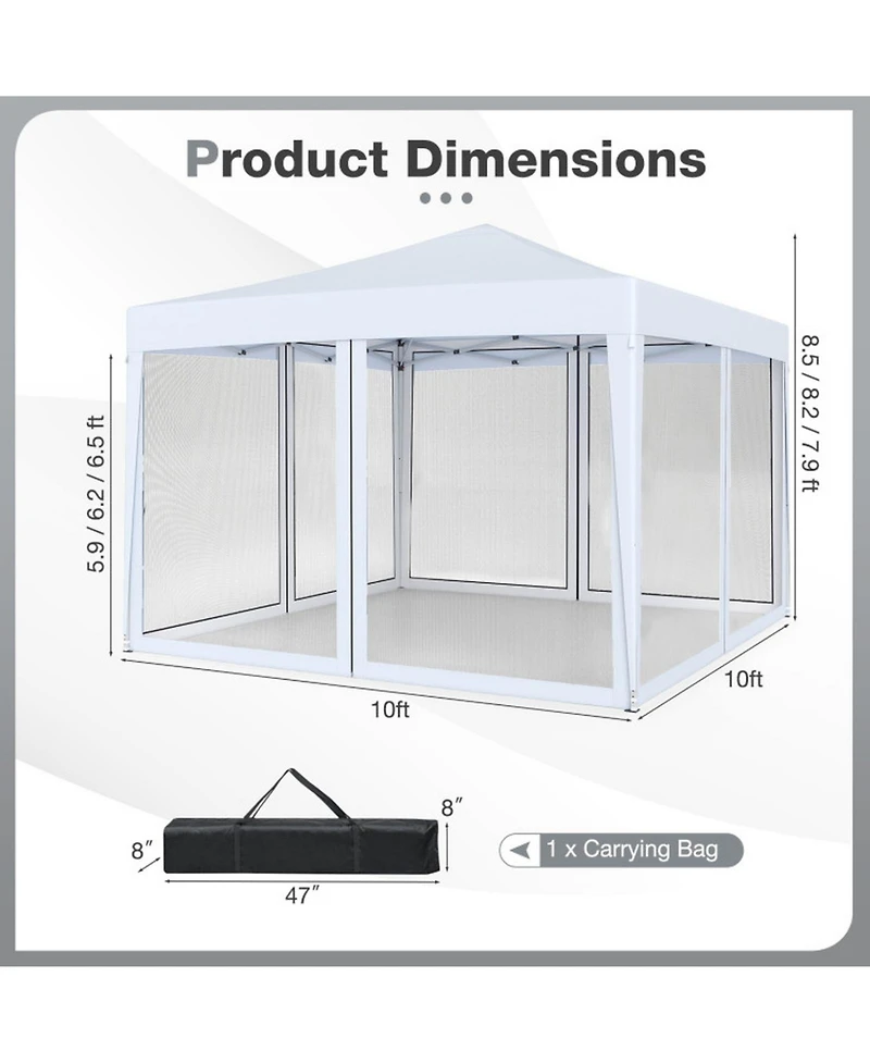 Gouun 10 x 10 Feet Pop Up Canopy Tent with Mesh Netting and Easy Setup