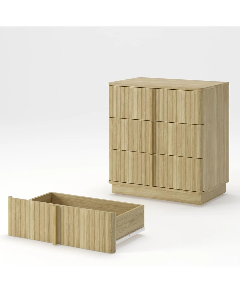 Streamdale Furniture Vintage 3-Drawer Vertical Stripe Nightstand (Set of 2)