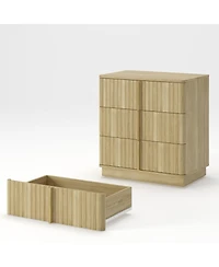 Streamdale Furniture Vintage 3-Drawer Vertical Stripe Nightstand (Set of 2)