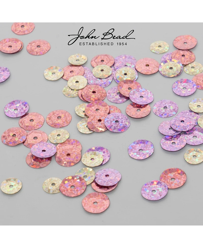 John Bead 700ct 6/8/10mm Round Plastic Assorted Sequins Hologram Craft Supplies