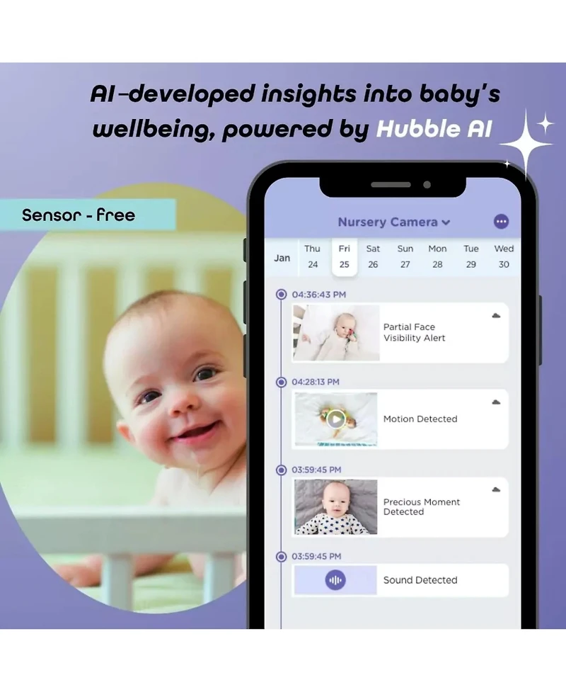 Hubble Connected GoBaby Ai Cam 2K Uhd Baby Smart Monitor with Ehanced Features