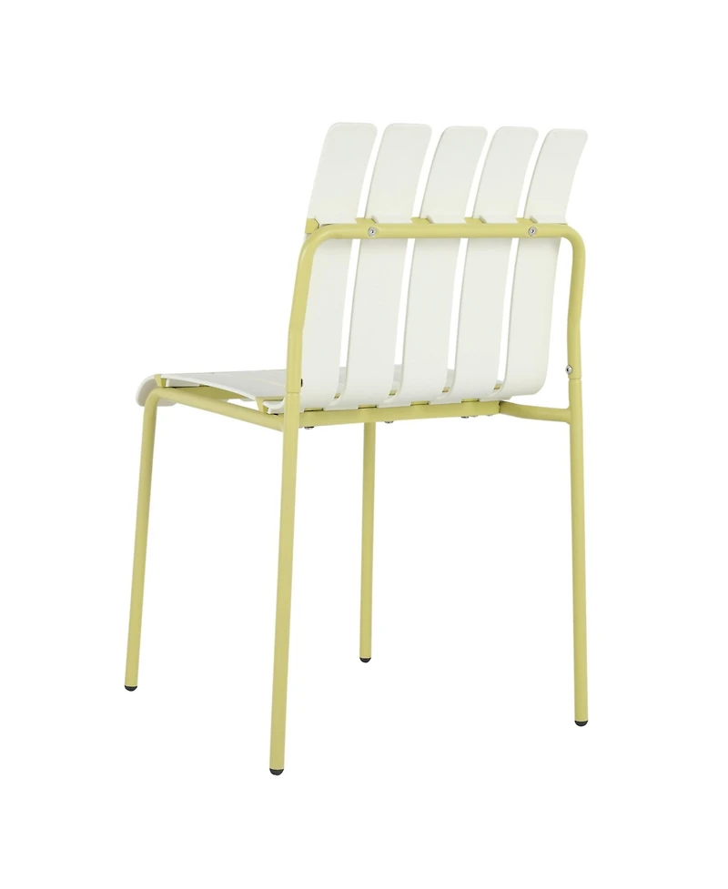 Mondawe Set of 4 Modern Striped Color Block Chairs, Waterproof Pp Seat and Sturdy Metal Legs