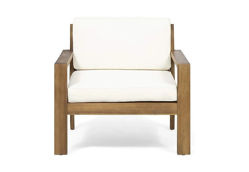 Mondawe Outdoor Wood Club Chairs with Water-Resistant Cushions - Patio Seating Set