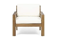 Mondawe Outdoor Wood Club Chairs with Water-Resistant Cushions - Patio Seating Set
