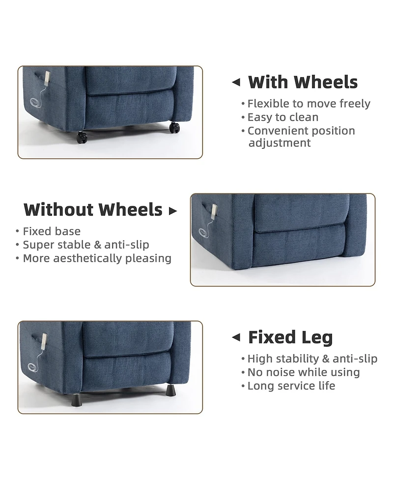 Dyhome Power Recliner Chair with Chenille Upholstery and Lumbar Pillow