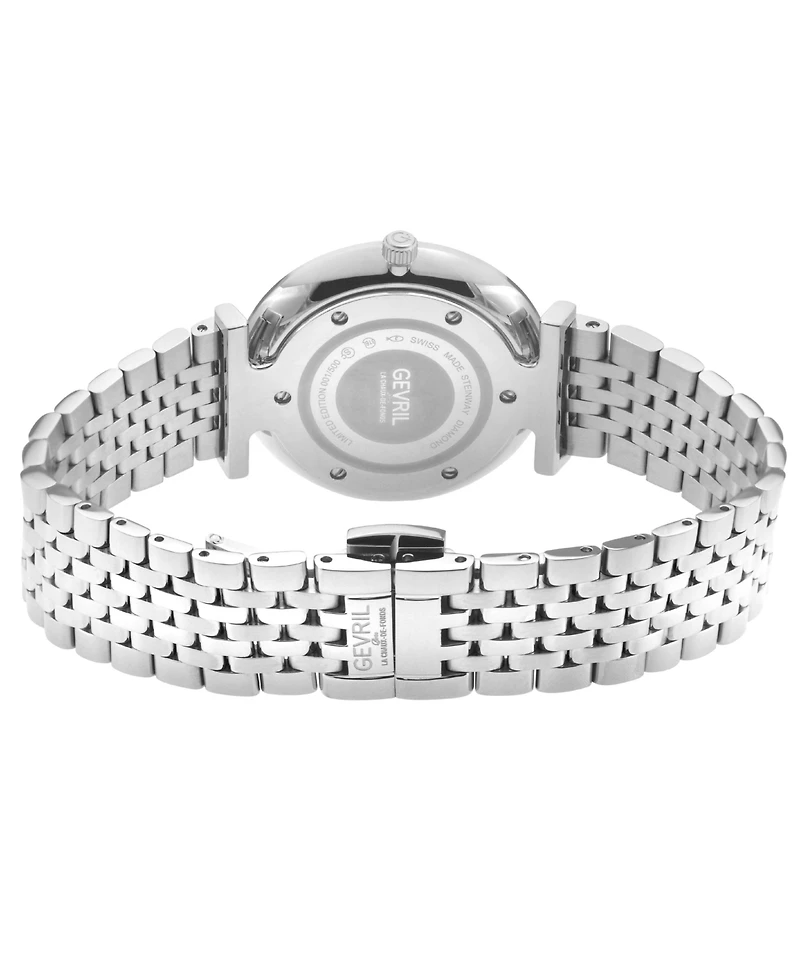 Gevril Women's Atelier 57 Swiss Quartz Diamond Silver Stainless Steel Bracelet Watch