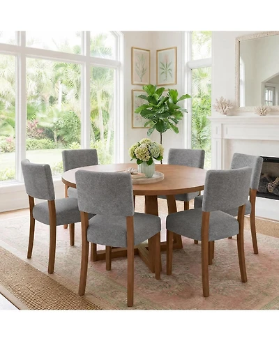 gaomon Set of Upholstered Dining Chairs with Wood Legs