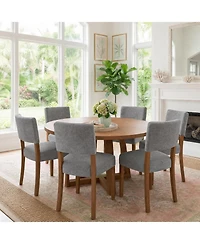 gaomon Set of Upholstered Dining Chairs with Wood Legs