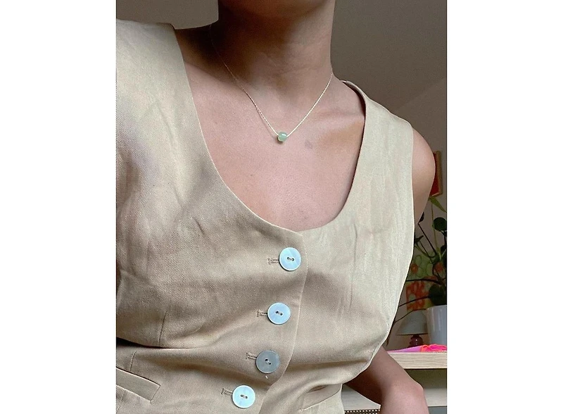 seree Beetle - Green bead jade necklace