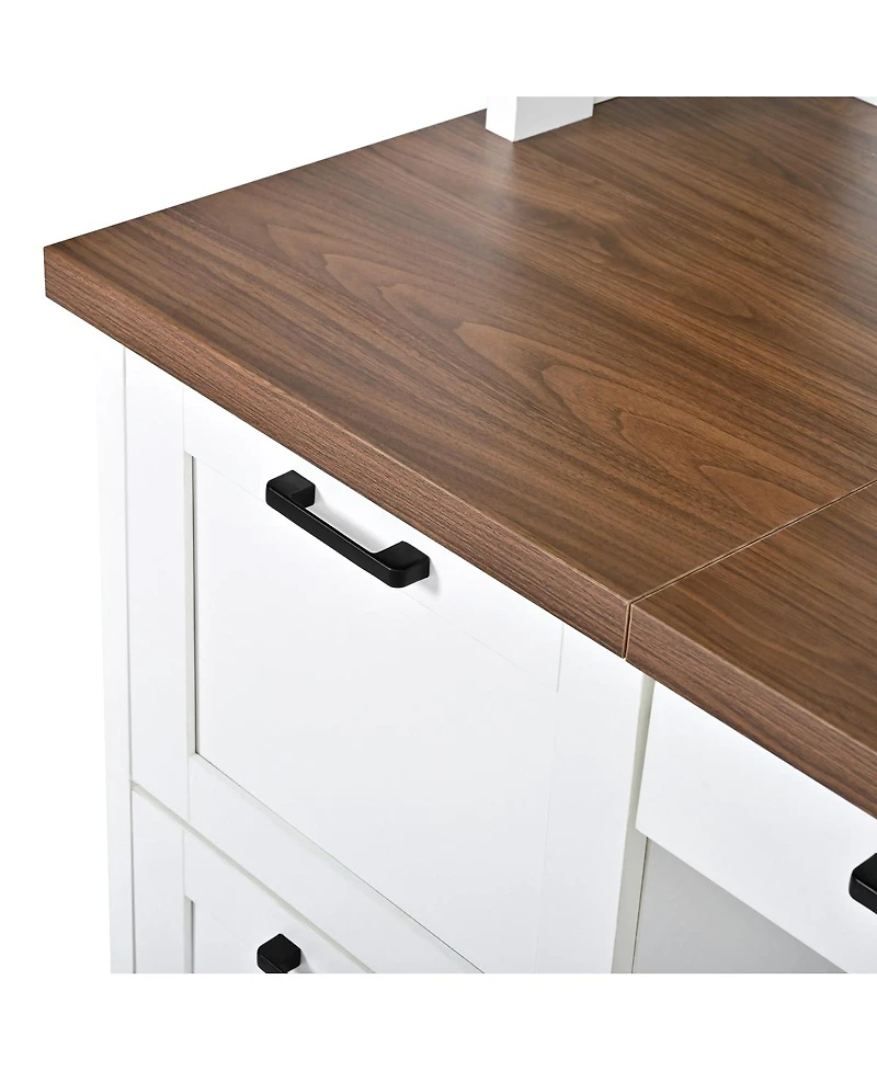 Streamdale Furniture Farmhouse Arched Computer Desk with Hutch and Charging Station