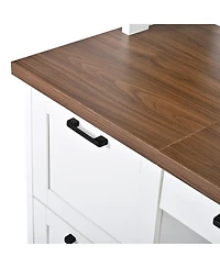 Streamdale Furniture Farmhouse Arched Computer Desk with Hutch and Charging Station